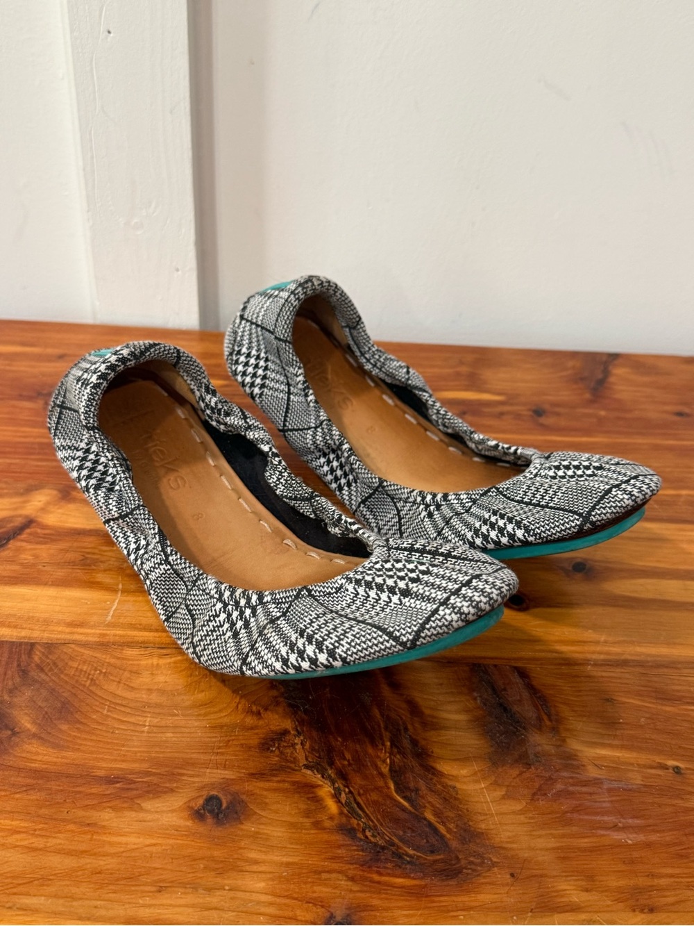 Tieks Seafield Check Limited Edition Black & White Houndstooth Ballet Flats
